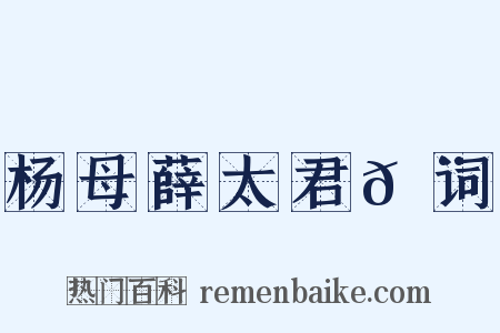 杨母薛太君𬨈词是什么意思的图片